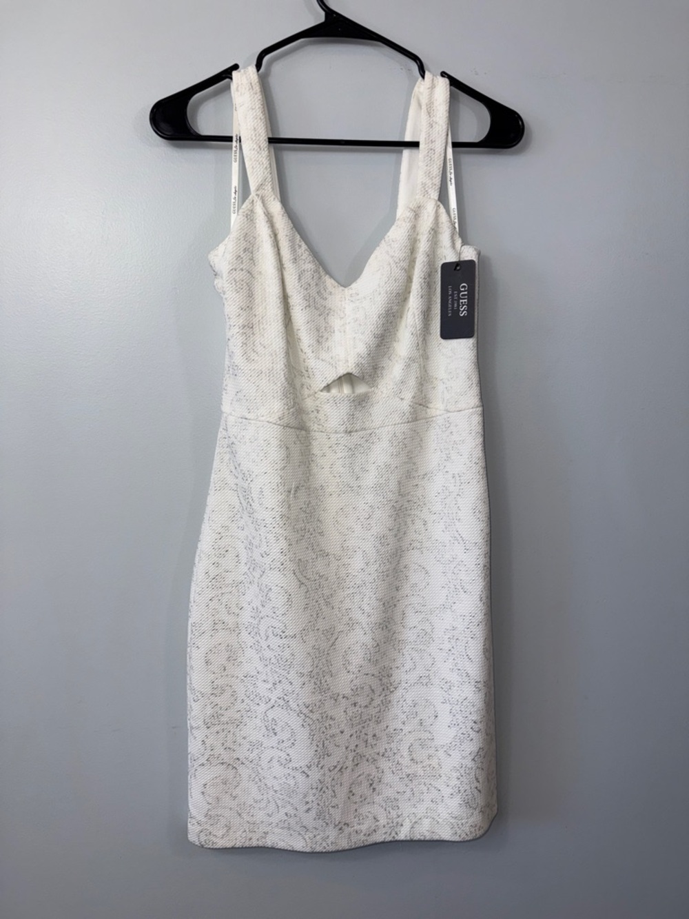 Guess White Lace-Texture V-Neck Sheath Dress